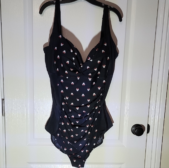 Disney Other - Disney Black and Pink One Piece Swimsuit with Polka Dots